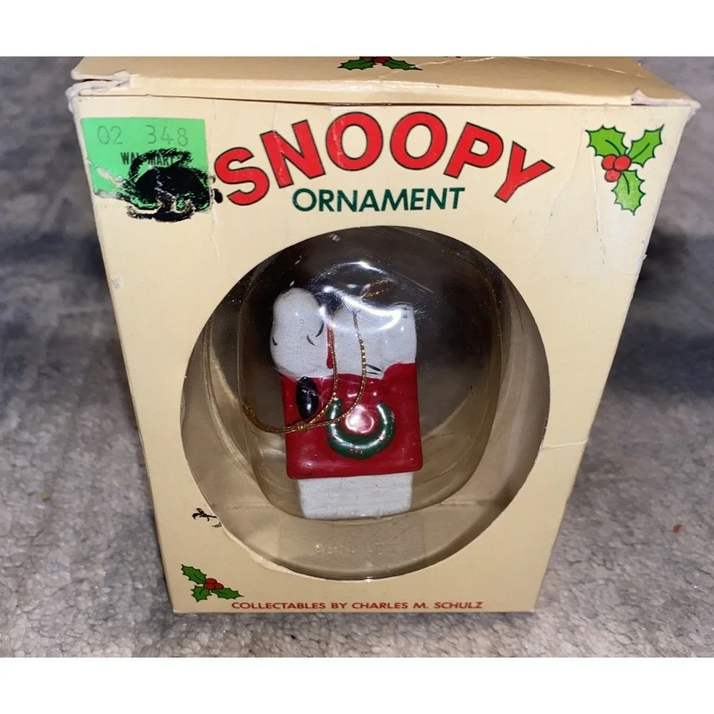 Vintage Snoopy Christmas Ornament Union Wadding Co‎ Charles Schulz Peanuts Box